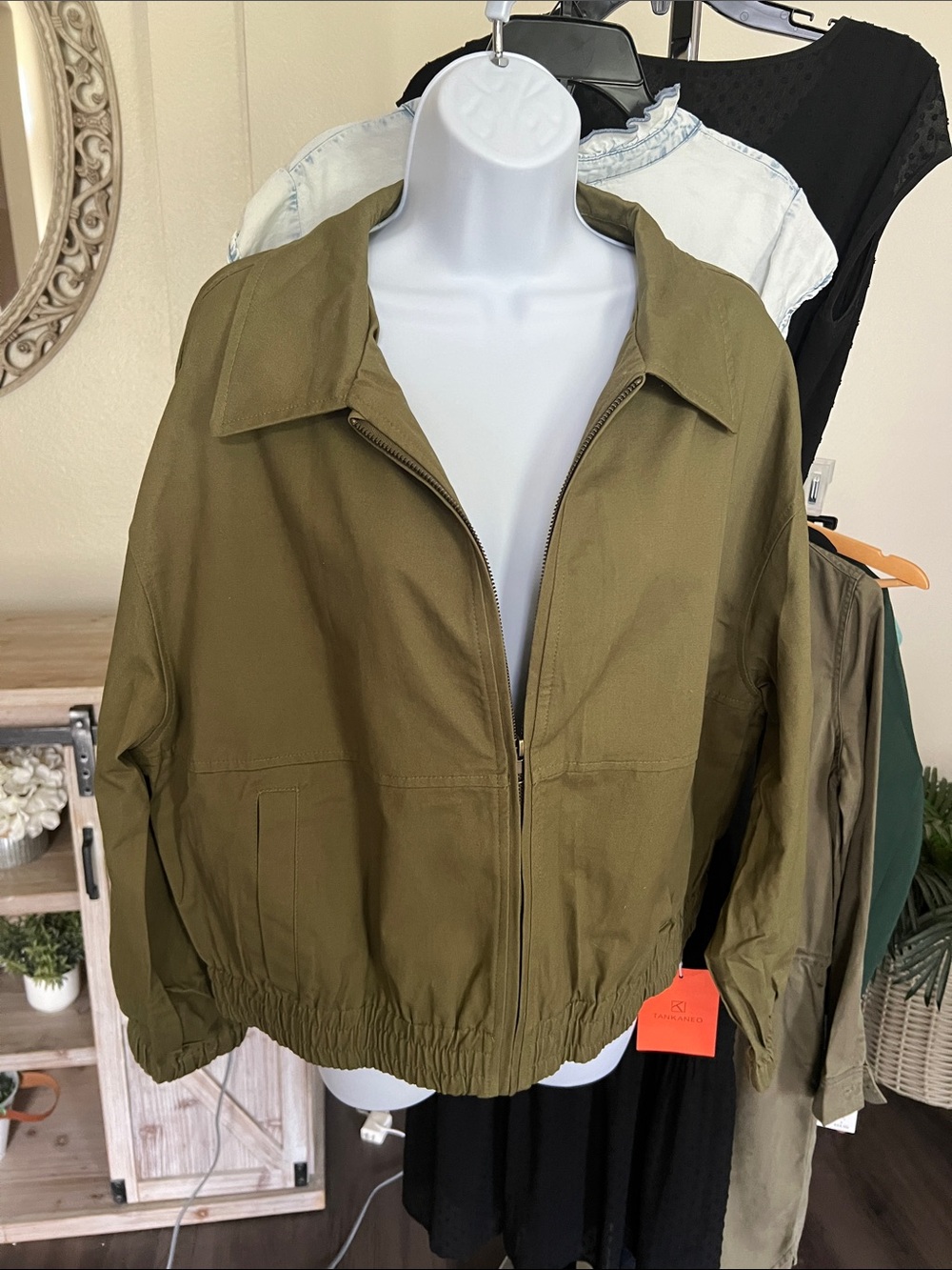 Olive Zip-Front Women's Bomber Jacket